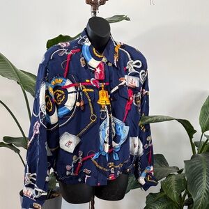 Liz Claiborne Navy Nautical Print Jacket